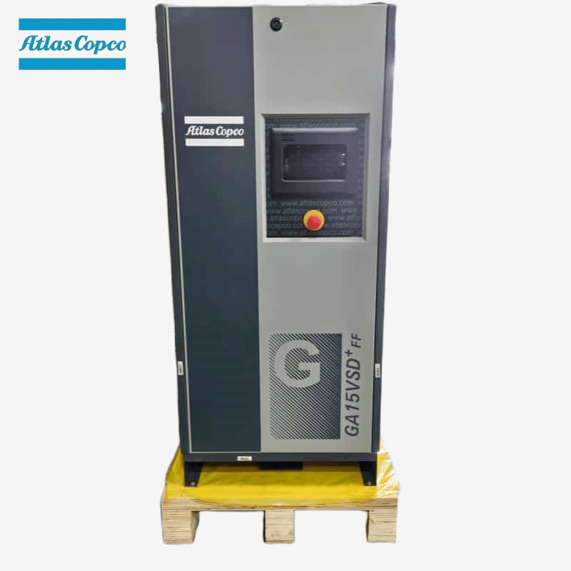 Atlas Copco GA15 VSD Plus FF 15 kW 20 hv:n vaihtelevalla nopeudella öljyruiskutettu ruuvi-ilmakompressori integroitu kuivausrumpu